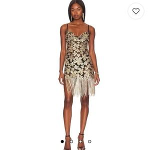 For Love & Lemons Colette Dress in Gold